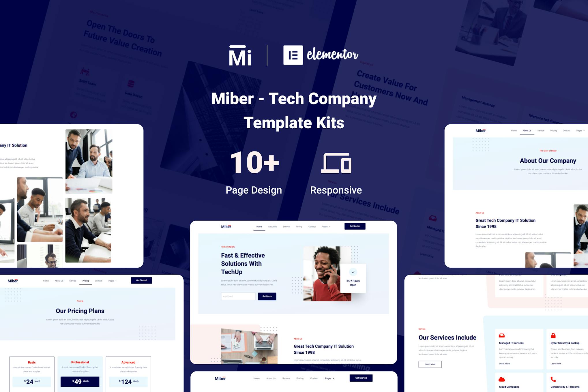 Miber - Tech Company Elementor Template Kit template kit cover image