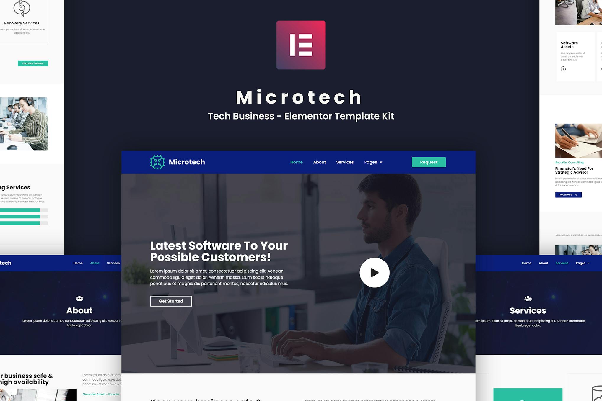 Microtech - Tech Business Elementor Template Kit template kit cover image