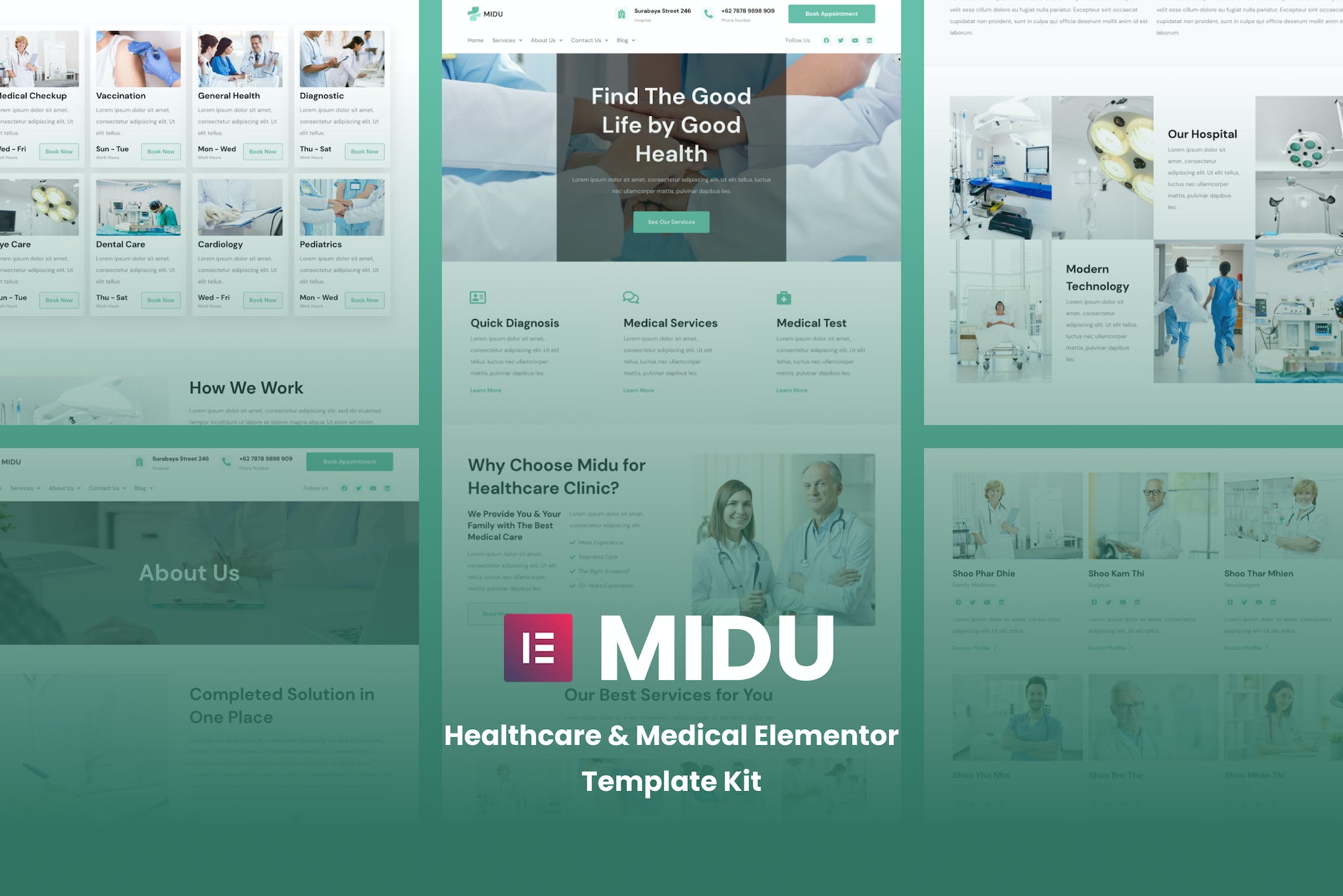 Midu - Healthcare & Medical Elementor Template Kit template kit cover image