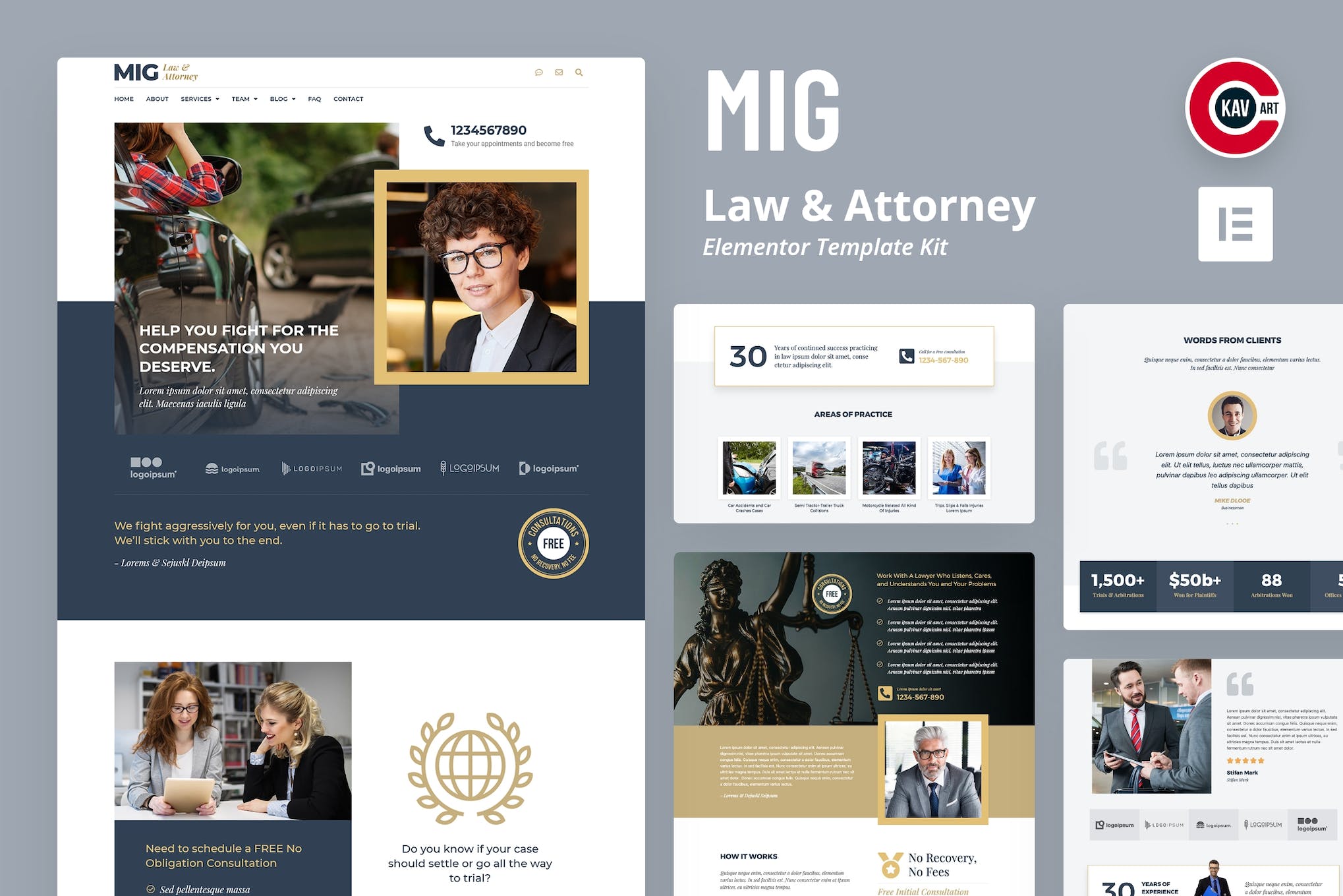 Mig - Law & Attorney Elementor Template Kit template kit cover image