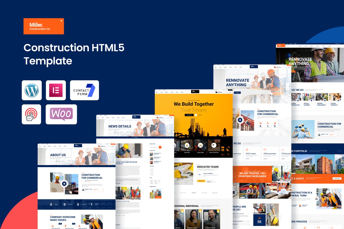 Miiler – Construction WordPress Theme theme cover image