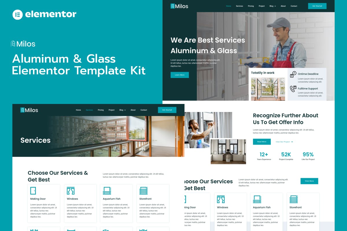 Milos - Aluminum & Glass Elementor Pro Template Kit template kit cover image