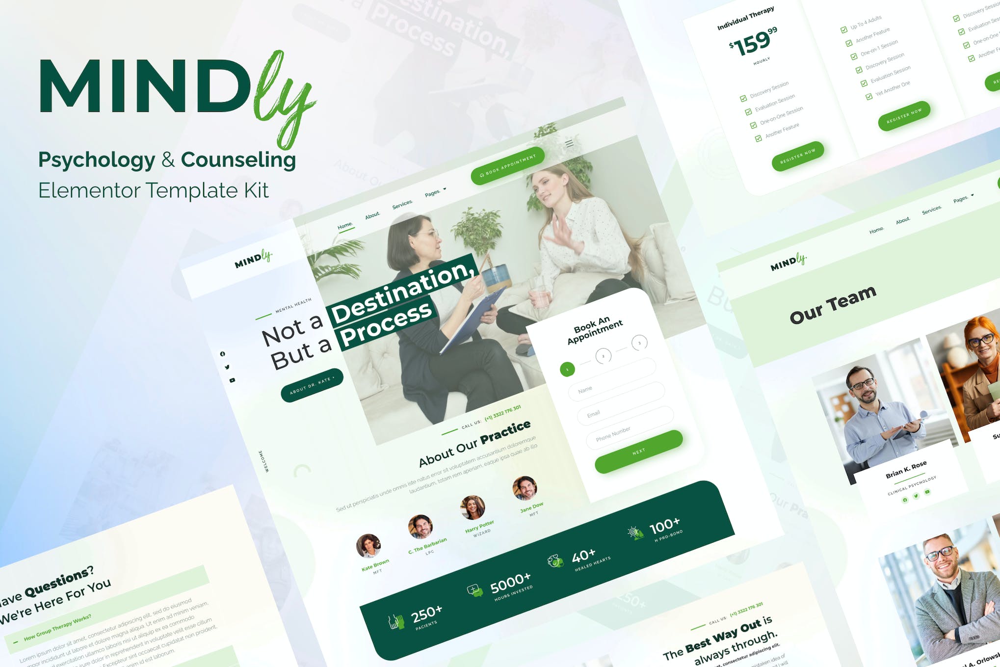 Mindly - Psychology, Therapy & Counseling Elementor Template Kit template kit cover image