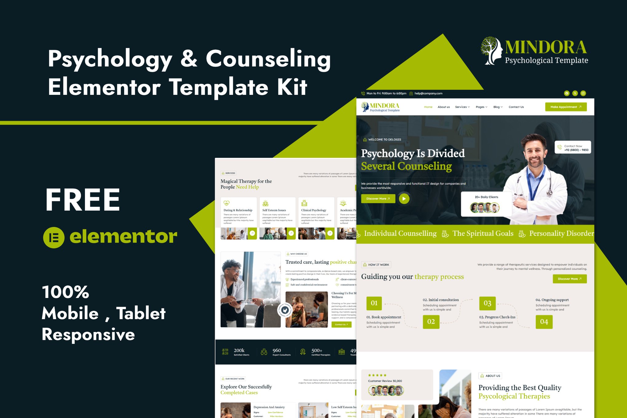 Mindora - Psychology & Counseling Elementor Template Kit template kit cover image