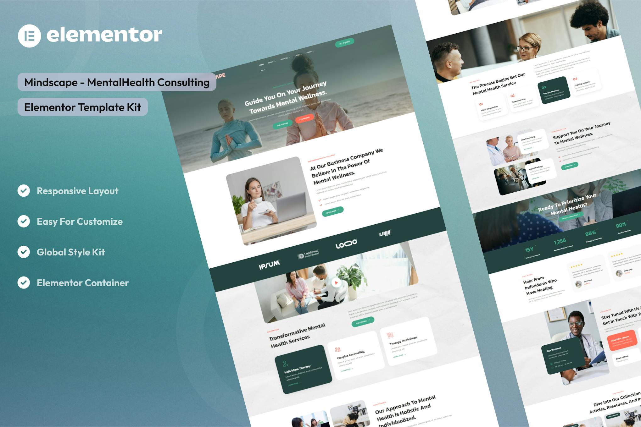 Mindscape - Mental Health Consulting Elementor Template Kit template kit cover image