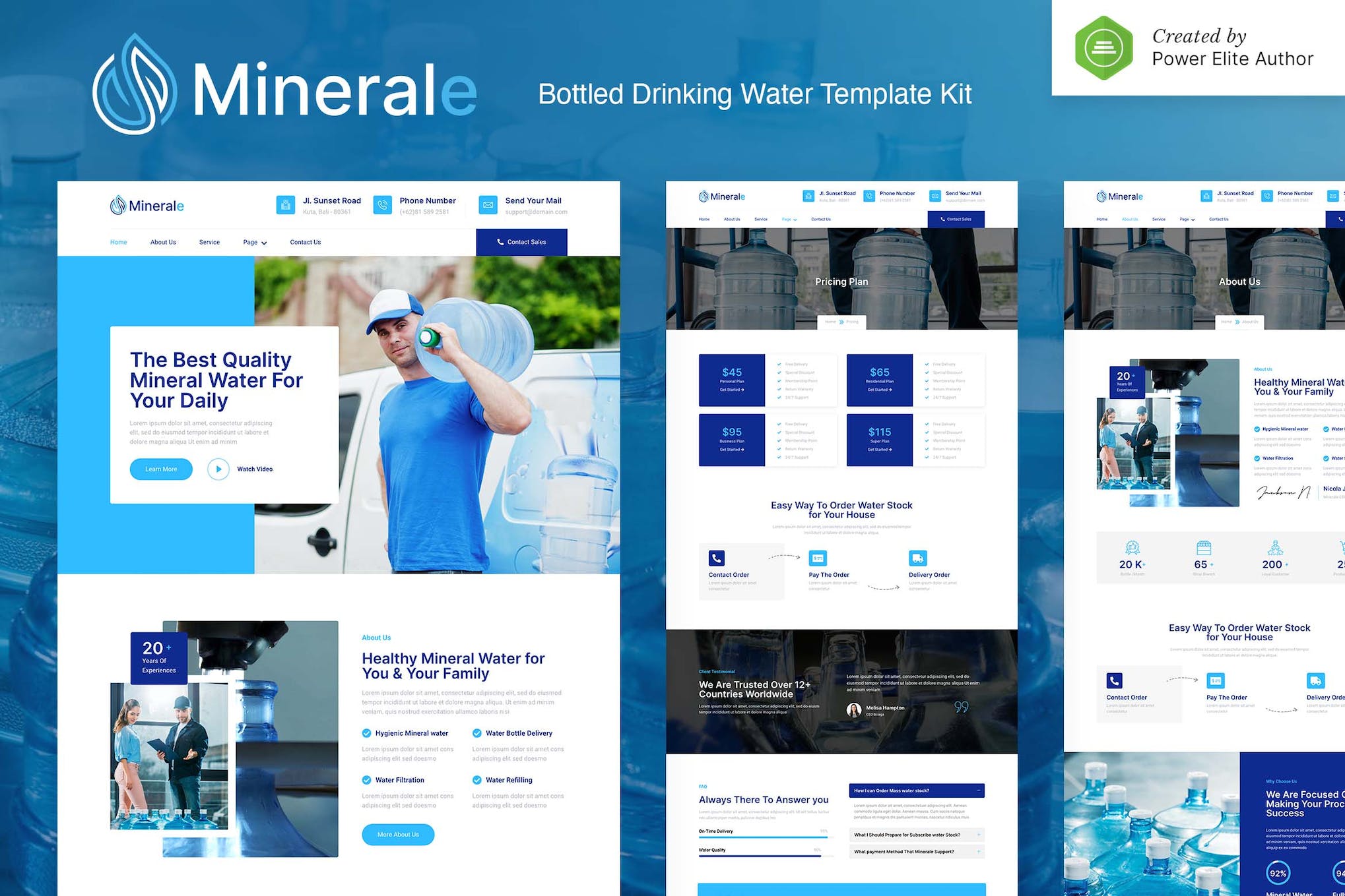 Minerale – Bottled Drinking Water Elementor Template Kit template kit cover image