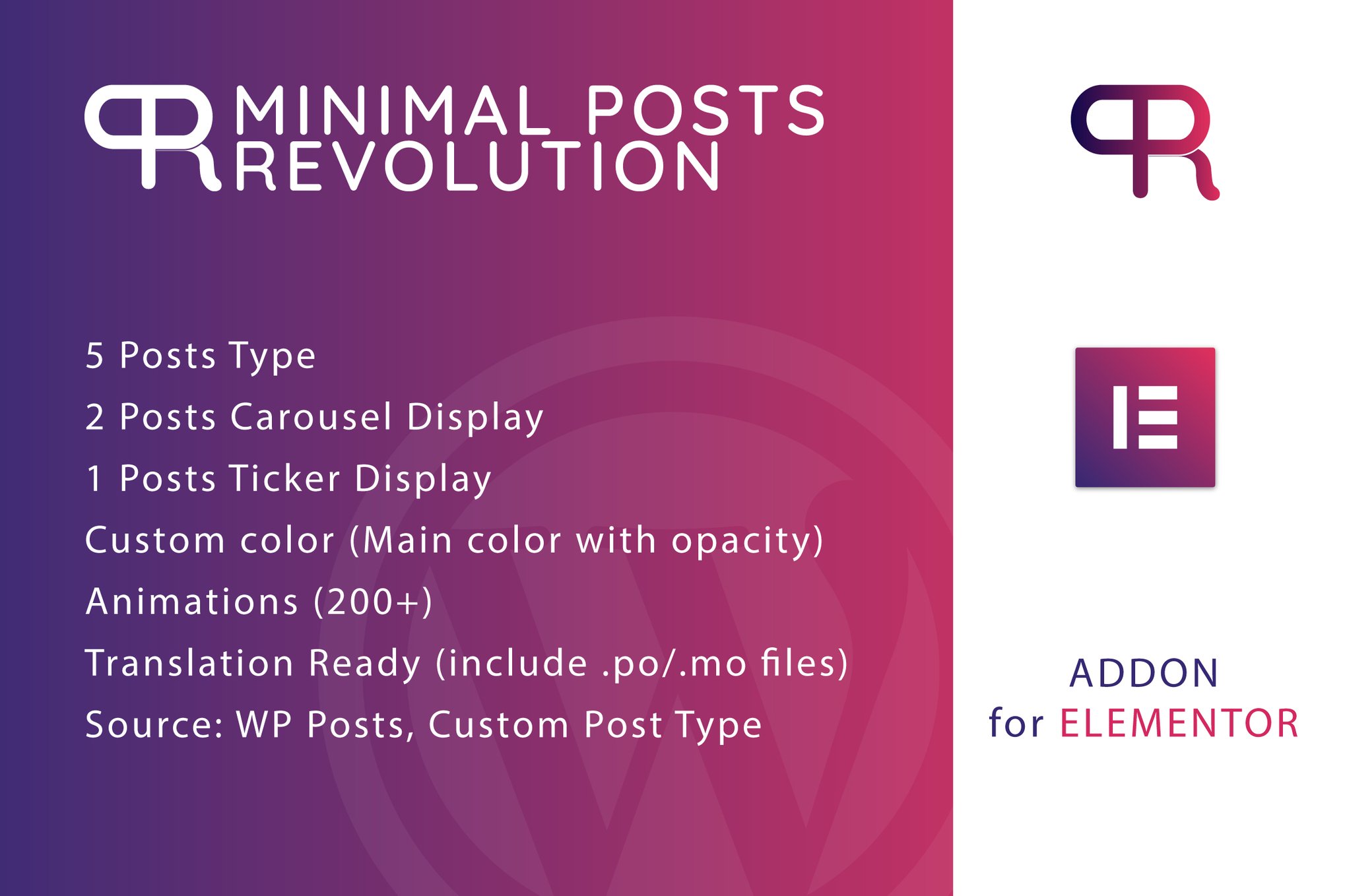 Minimal Posts Revolution For Elementor Plugin plugin cover image