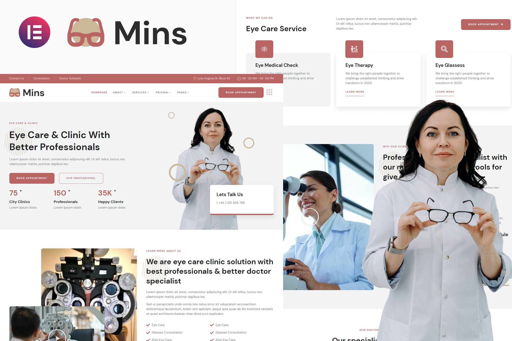 Mins - Eye Care Clinic Services Elementor Template Kit template kit cover image