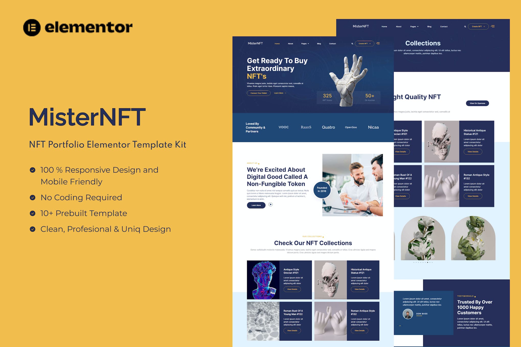 MisterNFT - NFT Portfolio Elementor Template Kit template kit cover image