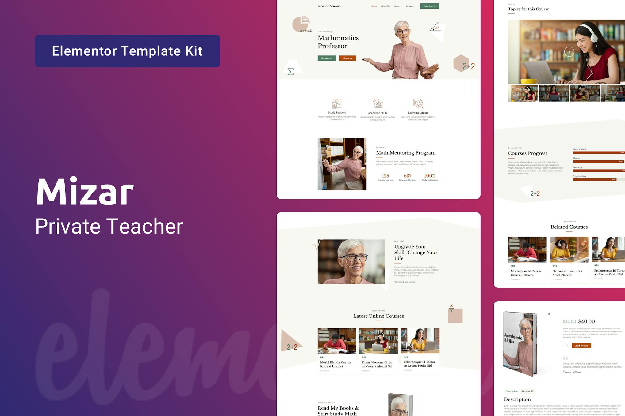 Mizar — Private Teacher & Education Elementor Template Kit template kit cover image