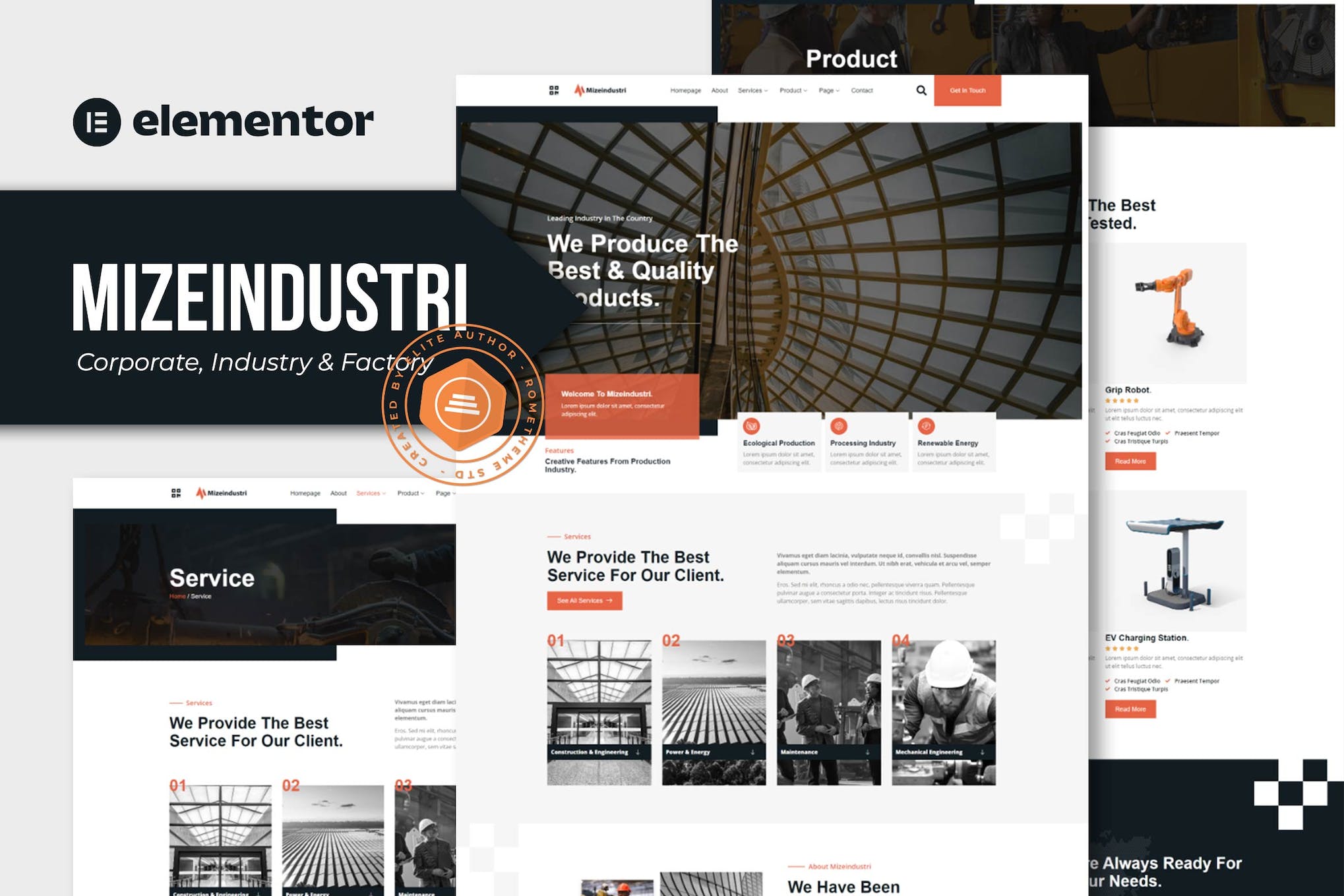 Mizeindustri - Corporate, Industry & Factory Elementor Template Kit template kit cover image