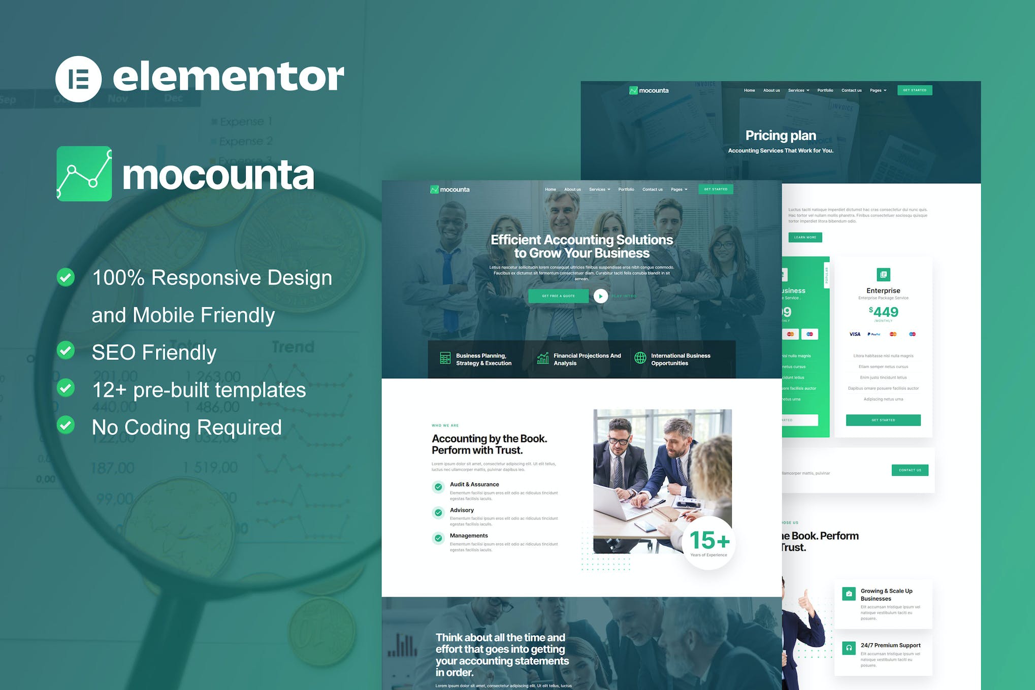 Mocounta - Accounting Firm Elementor Template Kit template kit cover image
