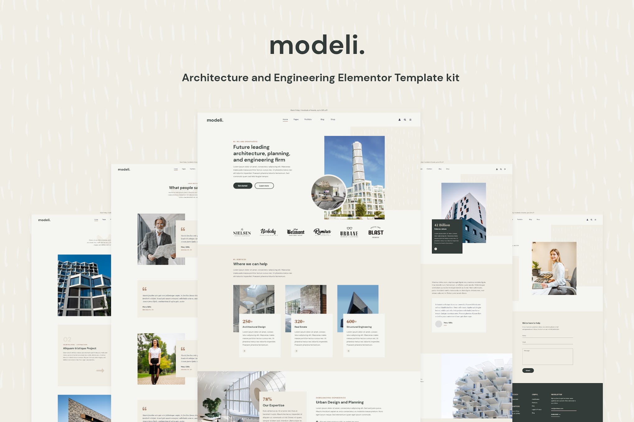 Modeli - Architecture & Engineering Elementor Template kit template kit cover image