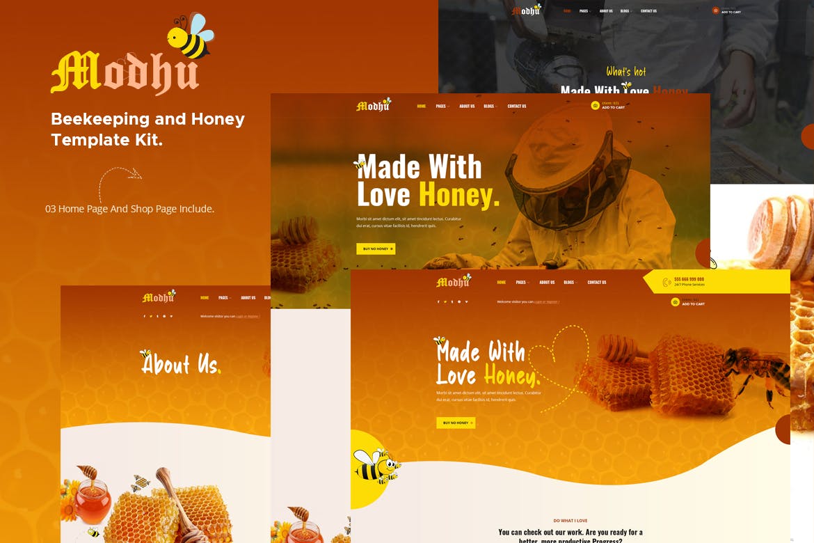 Modhu - Beekeeping & Honey Elementor Template Kit template kit cover image