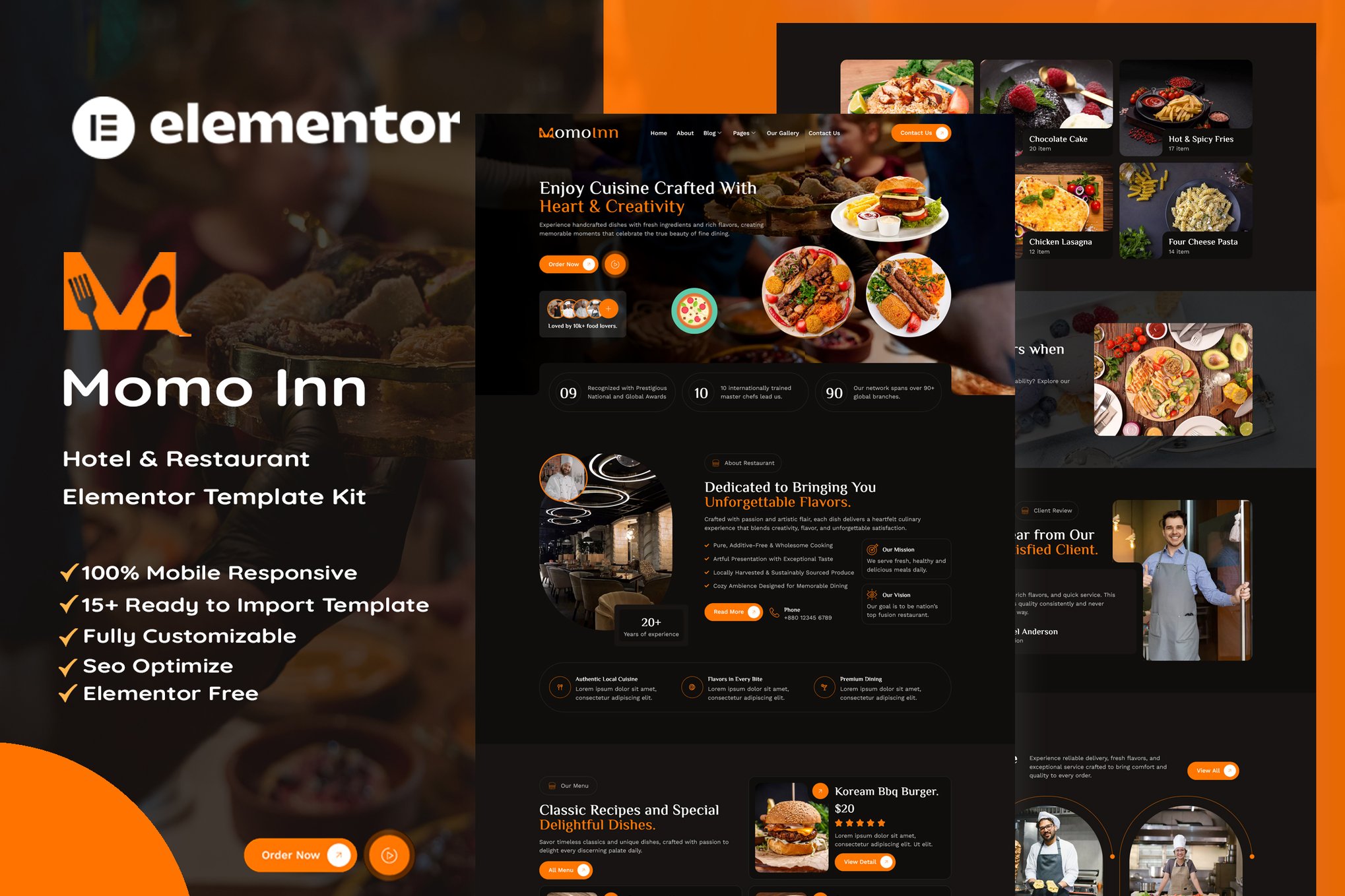 MomoInn - Hotel & Restaurant Elementor Template Kit template kit cover image