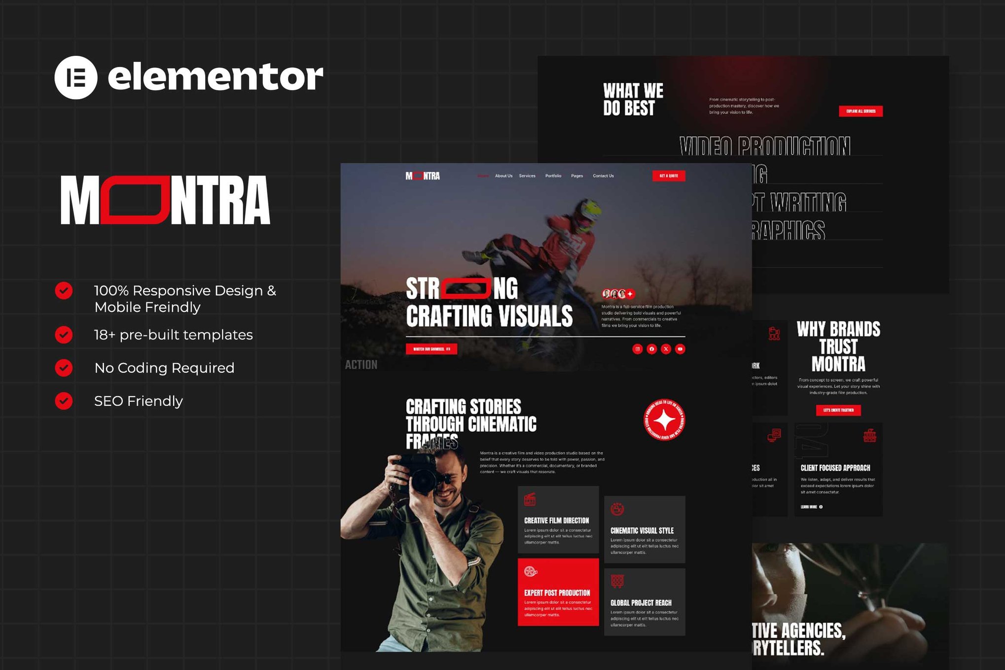 Montra - Film & Video Production Elementor Template Kits template kit cover image