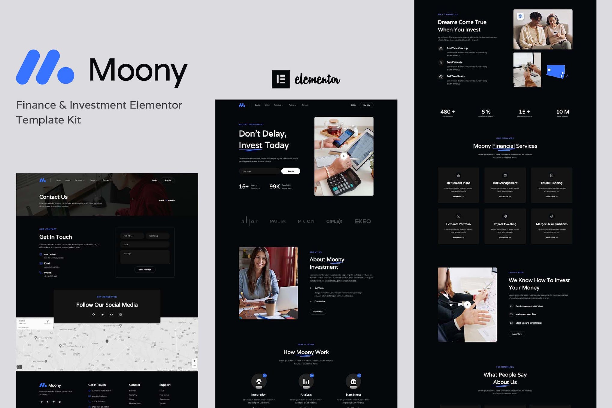 Moony - Finance & Investment Elementor Template Kit template kit cover image