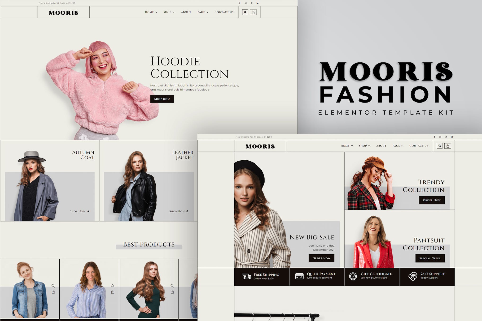 Mooris - WooCommerce Fashion Elementor Template Kit template kit cover image