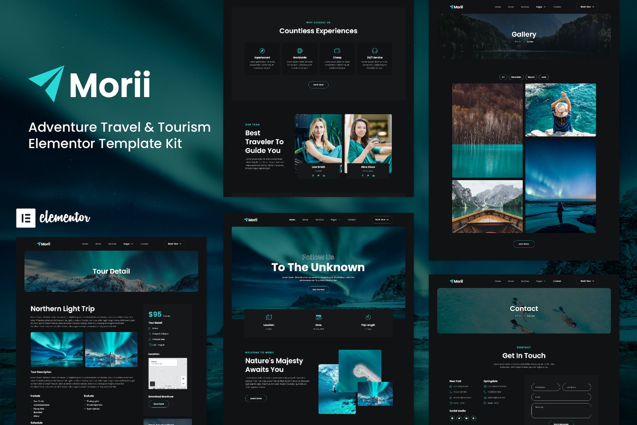 Morii - Adventure Travel & Tourism Elementor Template Kit template kit cover image