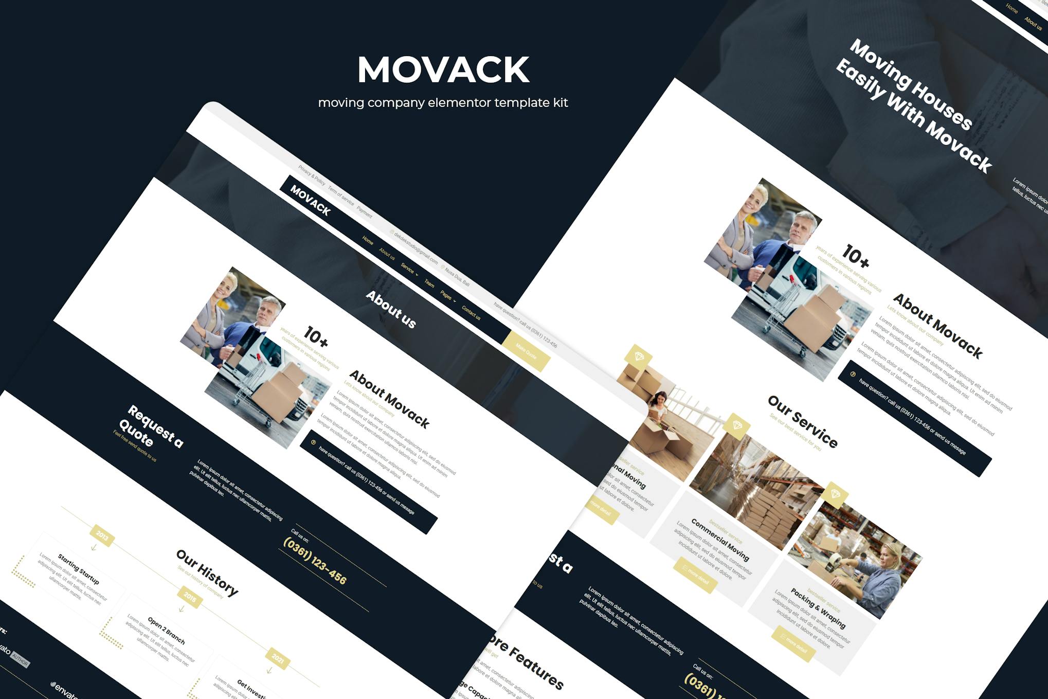 Movack - Moving Company Elementor Template Kit template kit cover image
