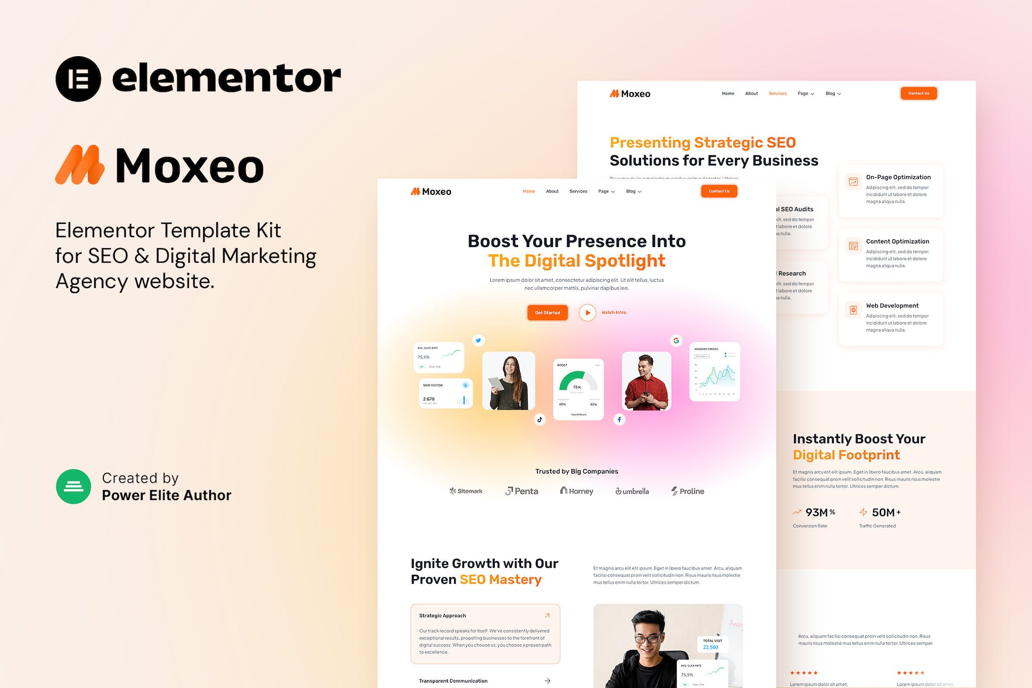 Moxeo – SEO & Digital Marketing Agency Elementor Template Kit template kit cover image
