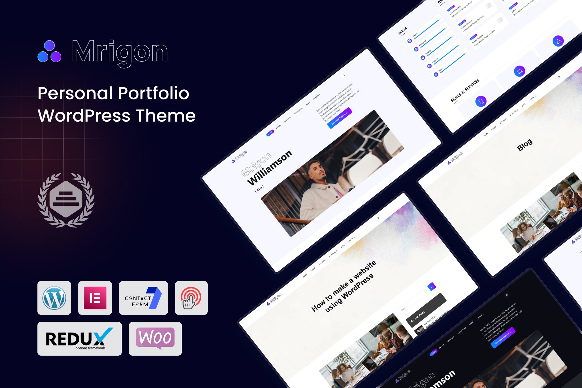 Mrigon - Personal Portfolio WordPress Theme theme cover image