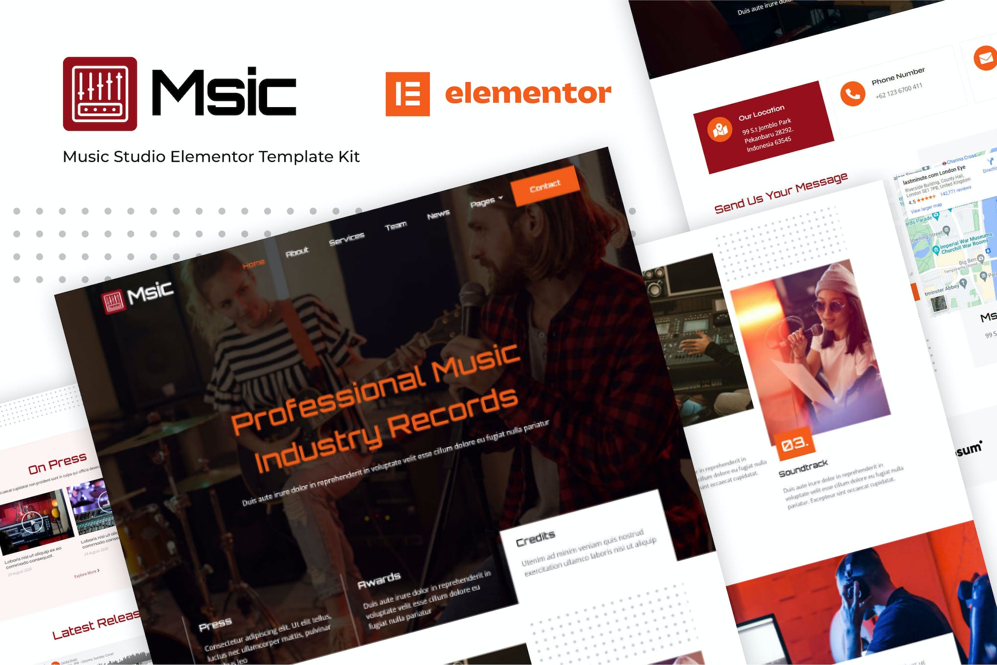 Msic - Music Studio Elementor Template Kit template kit cover image