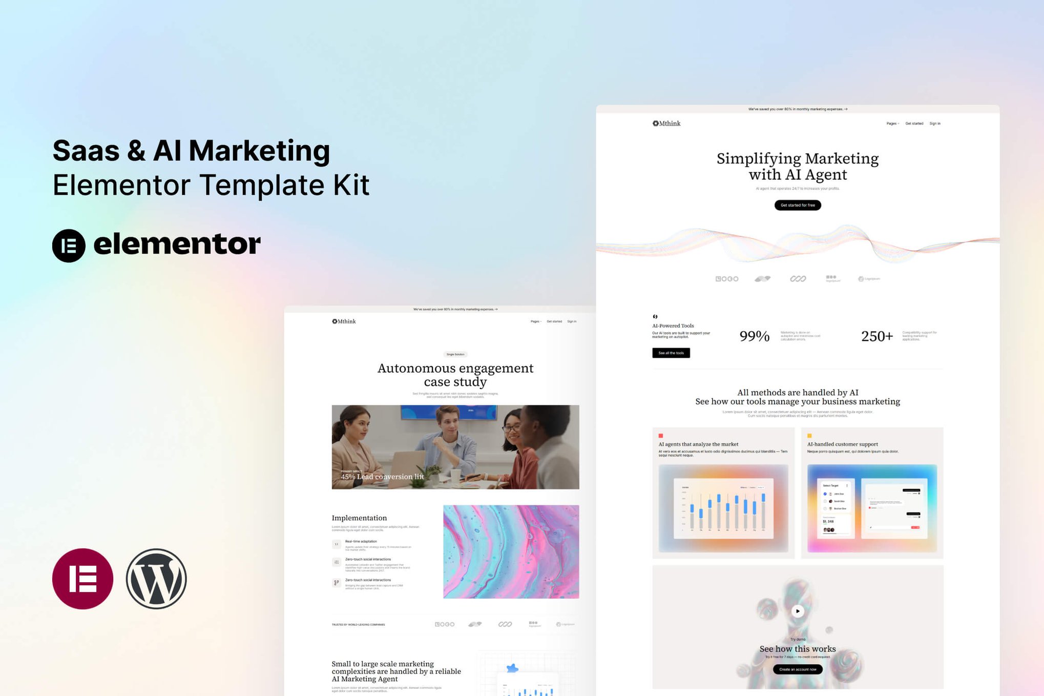 Mthink - AI Marketing Elementor Template Kit template kit cover image
