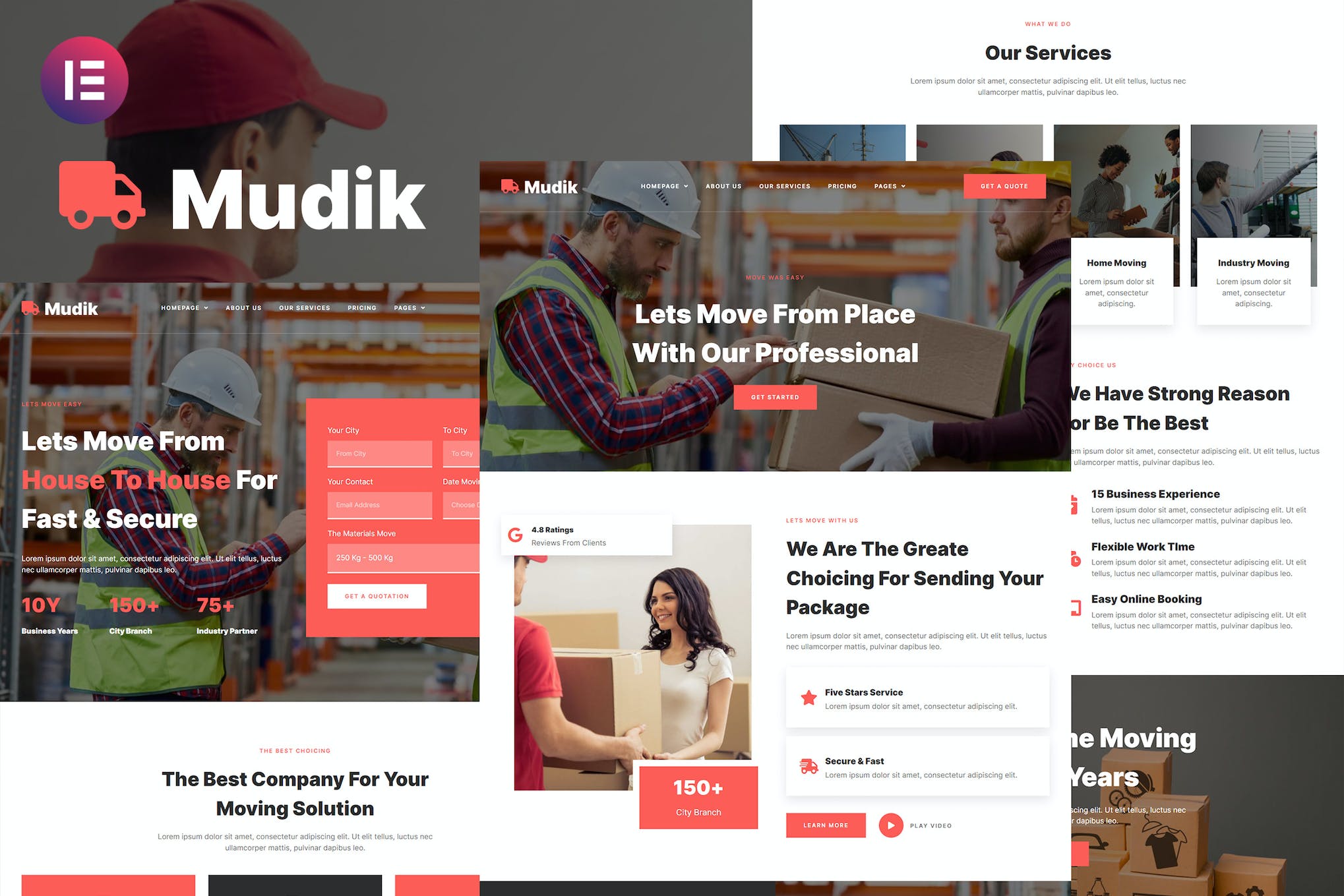 Mudik - Moving & Transportation Services Elementor Template Kit template kit cover image