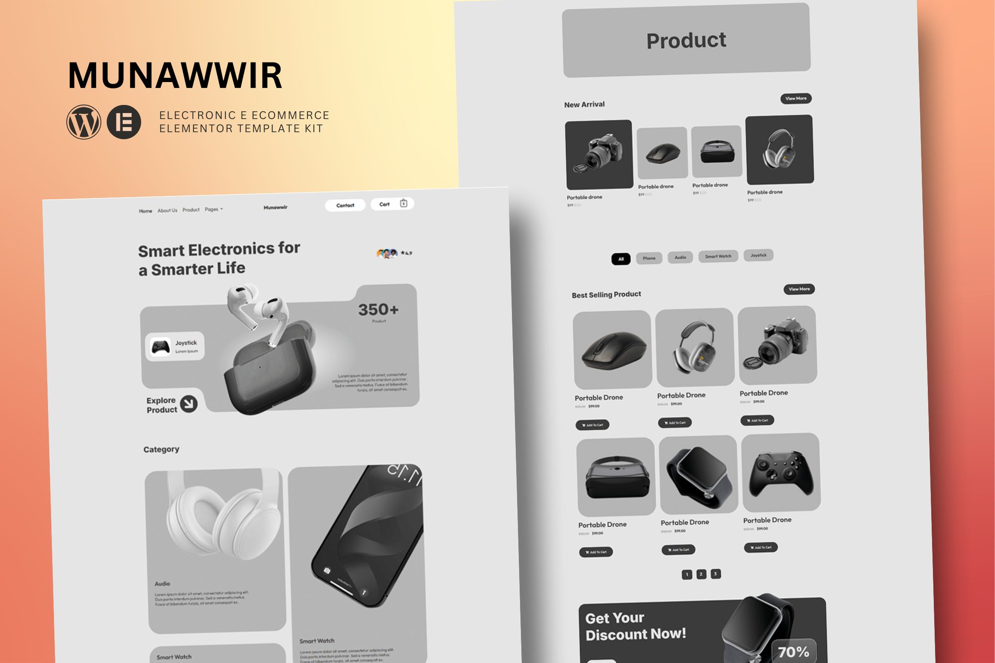 Munawwir - E-Commerce Electronics Store Elementor Template Kit template kit cover image
