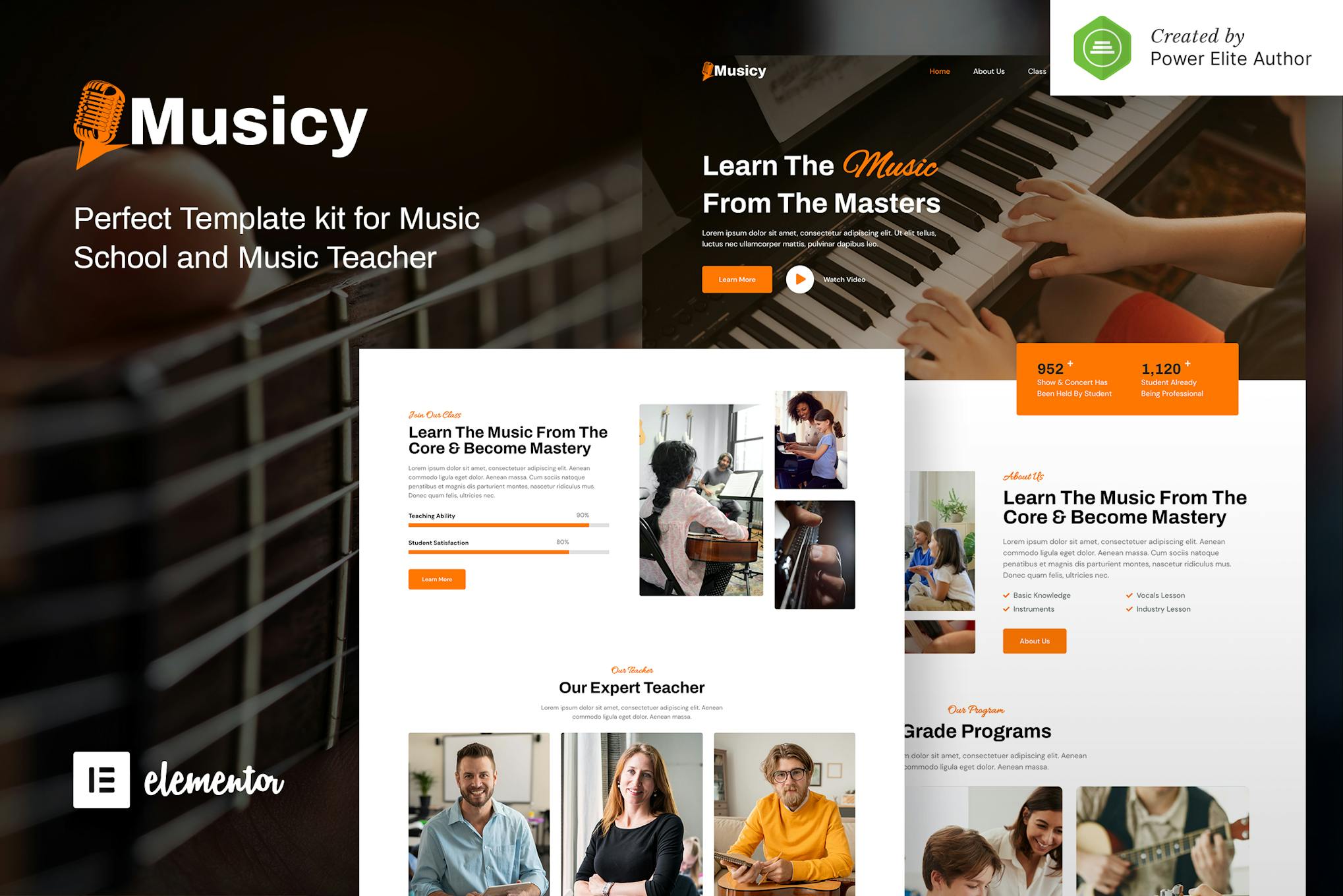 Musicy – Music School Elementor Template Kit template kit cover image