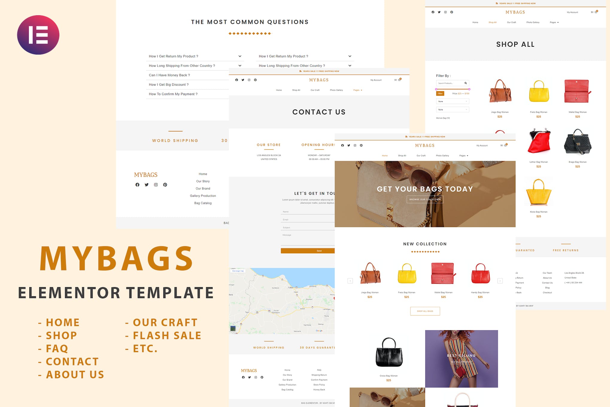 Mybags - Modern Commerce Elementor Template Kit template kit cover image