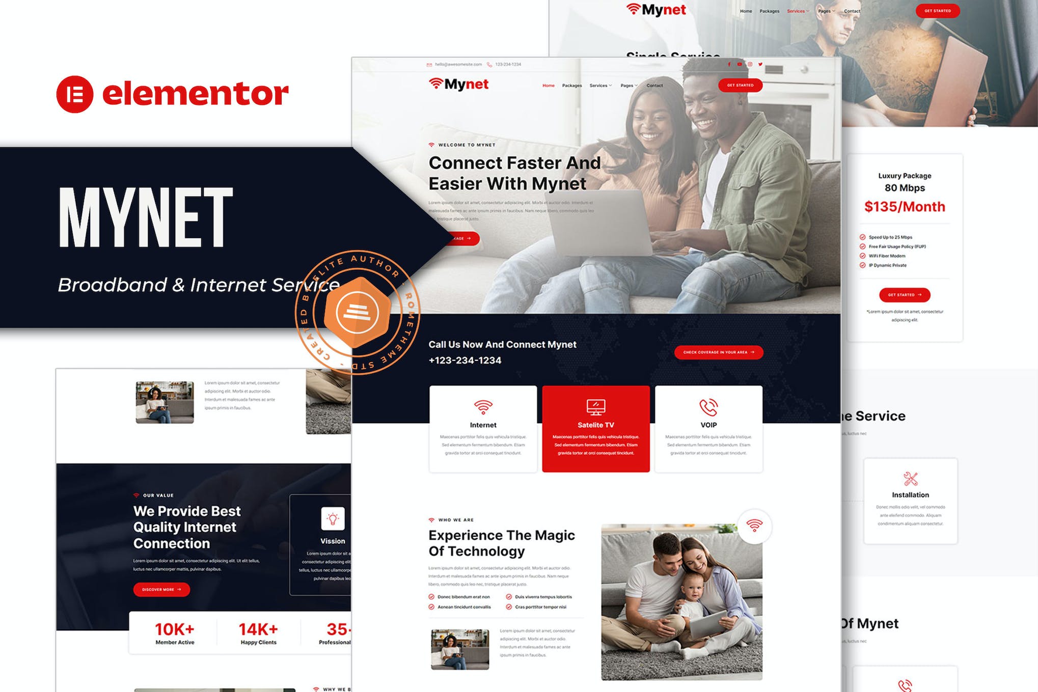 Mynet - Broadband & Internet Service Provider Elementor Template Kit template kit cover image