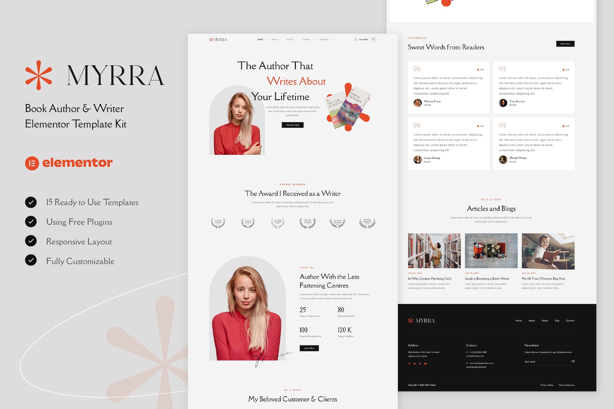 Myrra - Book Author & Writer Elementor Template Kit template kit cover image