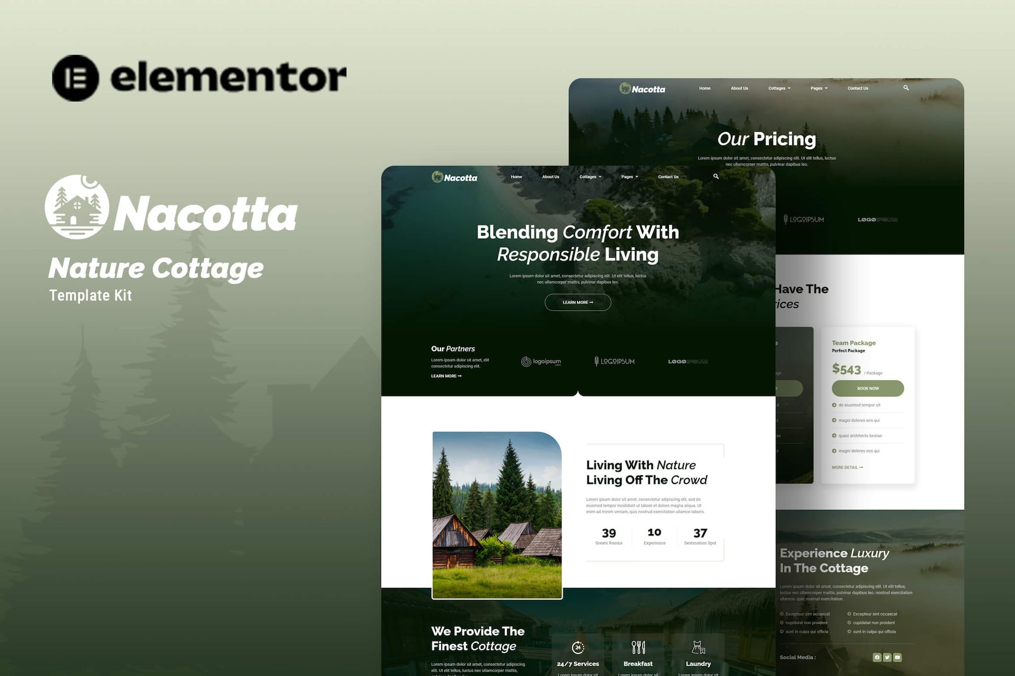 Nacotta - Nature Cottage Elementor Template Kit template kit cover image