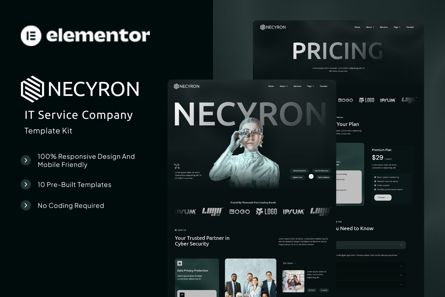 Necyron- IT Service Company Elementor Template Kit template kit cover image