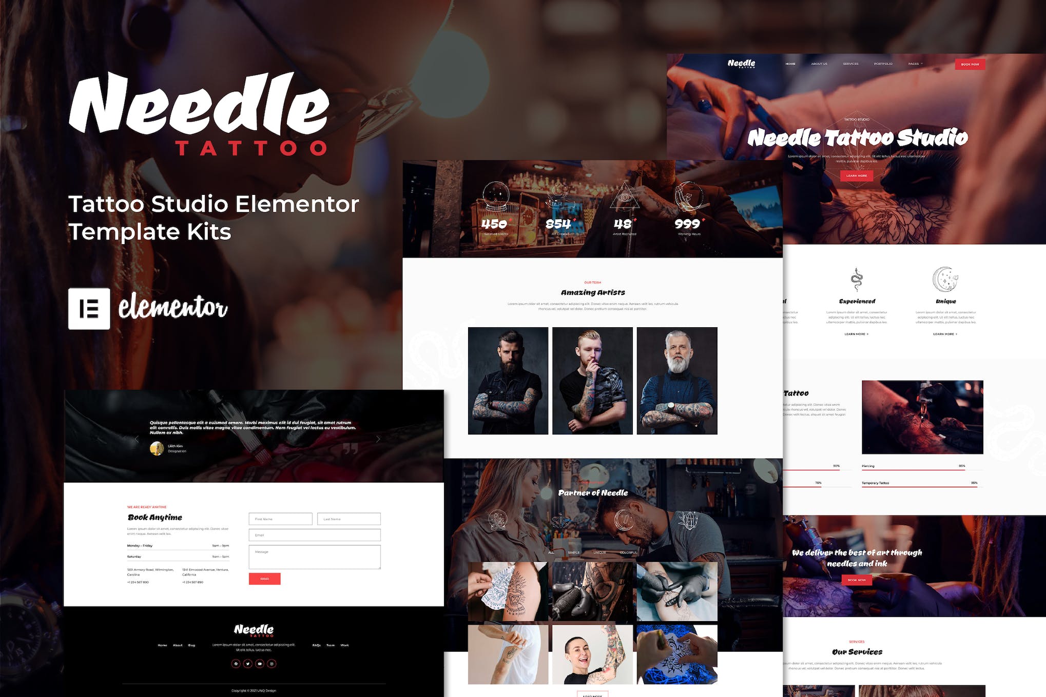 Needle - Tattoo Studio Elementor Template Kit template kit cover image