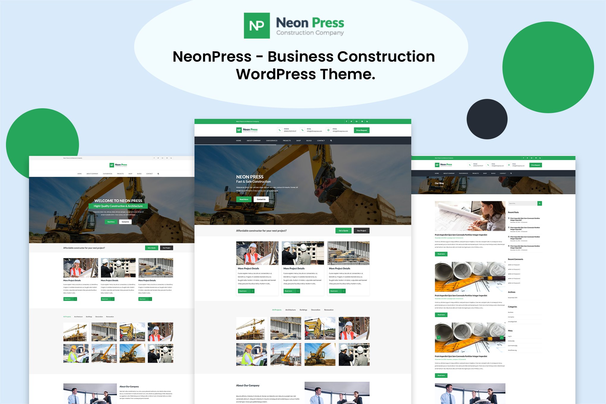 NeonPress - Business Construction WordPress Theme theme cover image