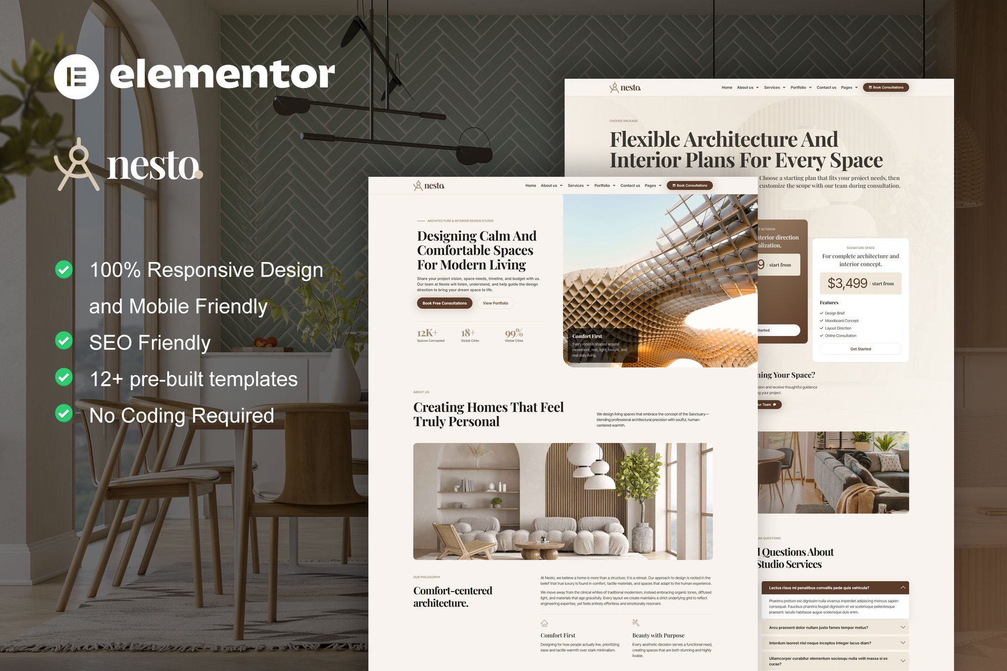 Nesto - Interior Design Elementor Pro Template Kit template kit cover image
