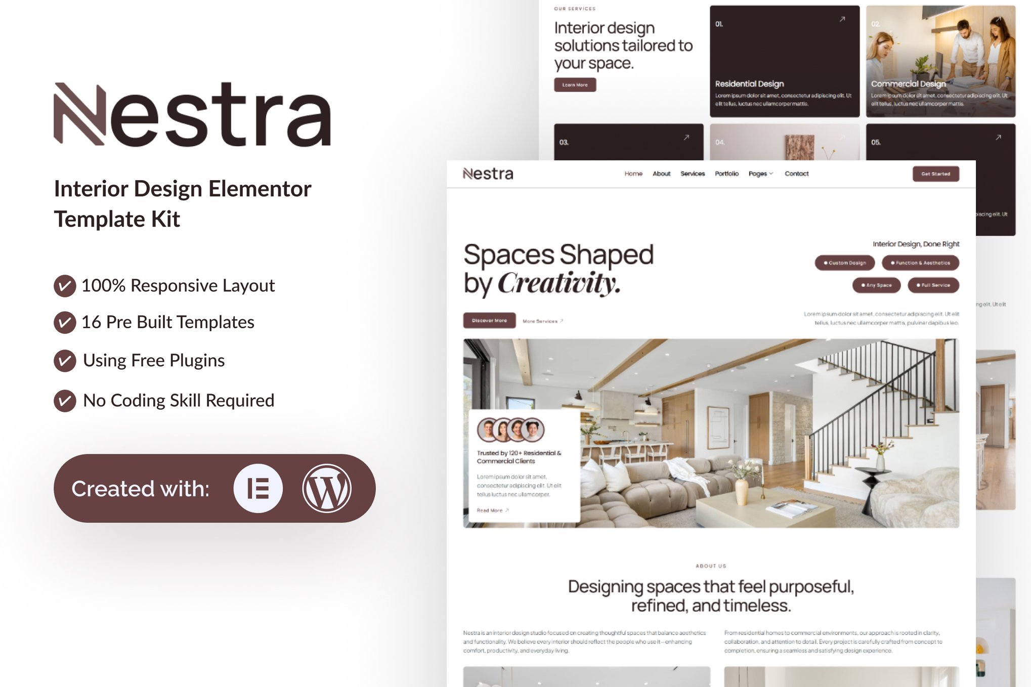 Nestra - Interior Design Elementor Template Kit template kit cover image