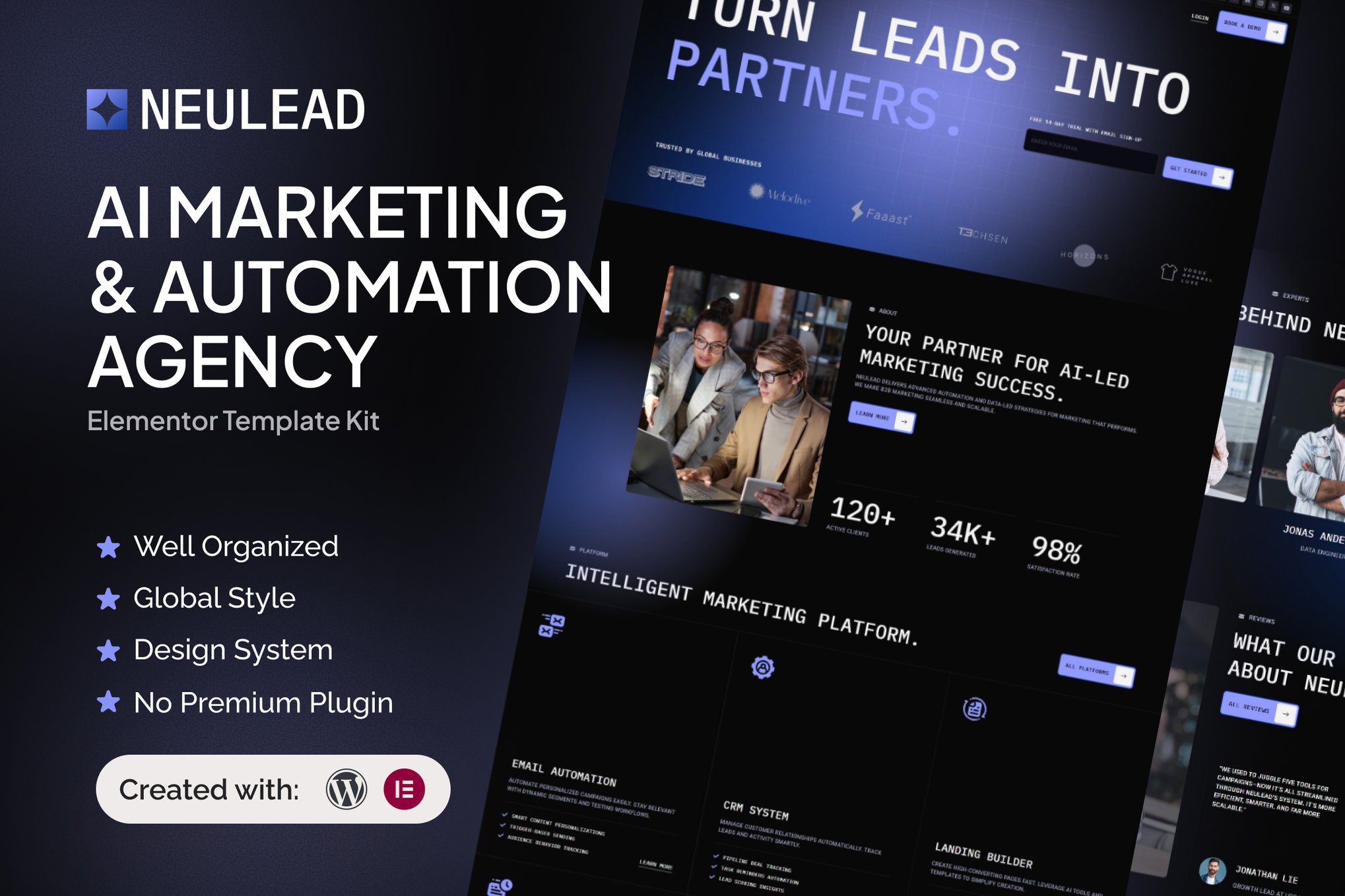 Neulead - AI Marketing & Automation Agency Elementor Template Kit template kit cover image