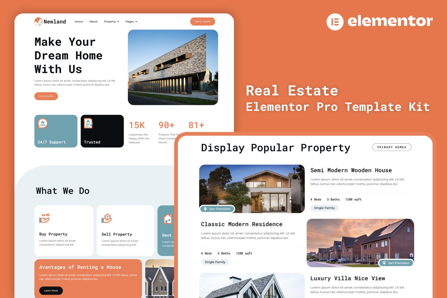 Newland - Real Estate Elementor Pro Template Kit template kit cover image