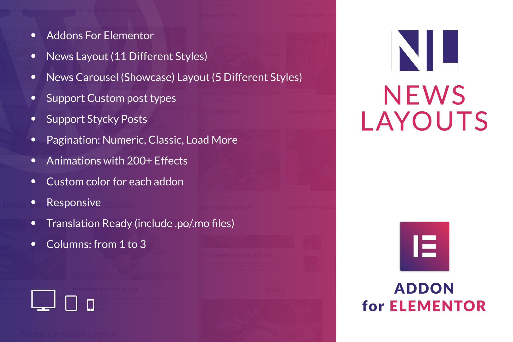 News Layouts for Elementor WordPress Plugin plugin cover image