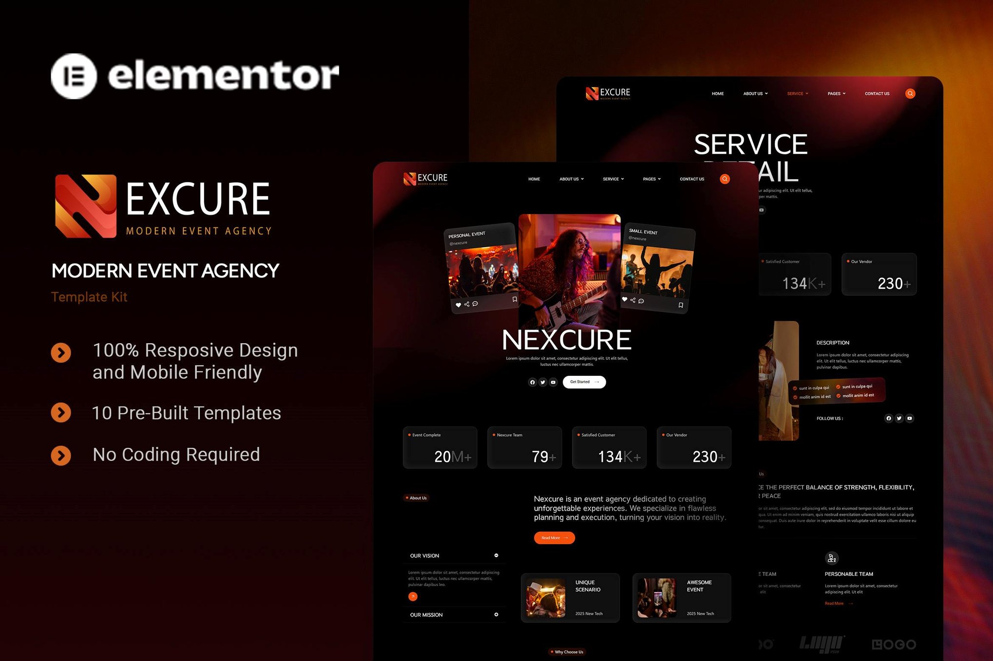 Nexcure - Modern Event Agency Elementor Template Kit template kit cover image