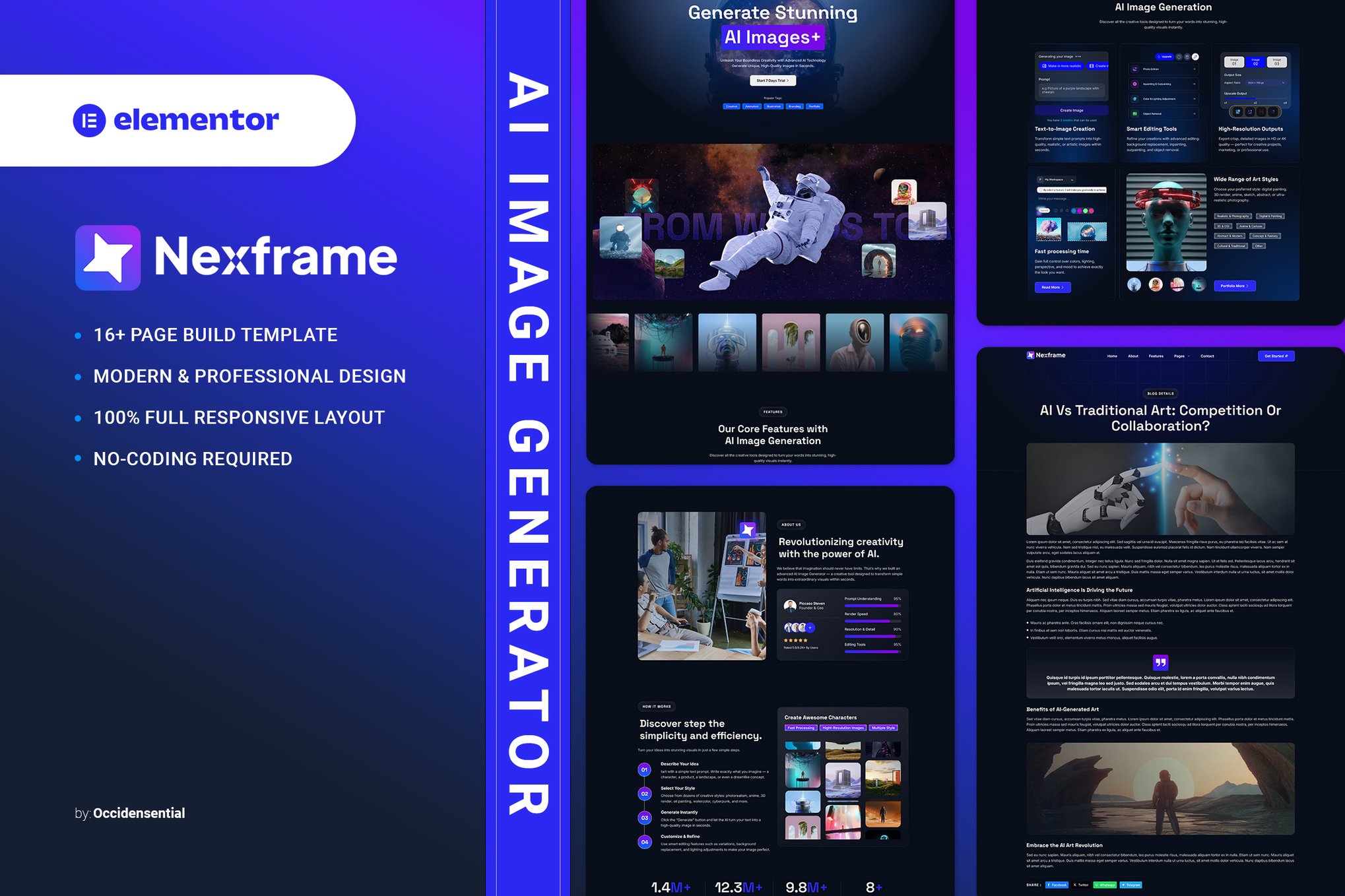 Nexframe - AI Image Generator Elementor Template Kit template kit cover image
