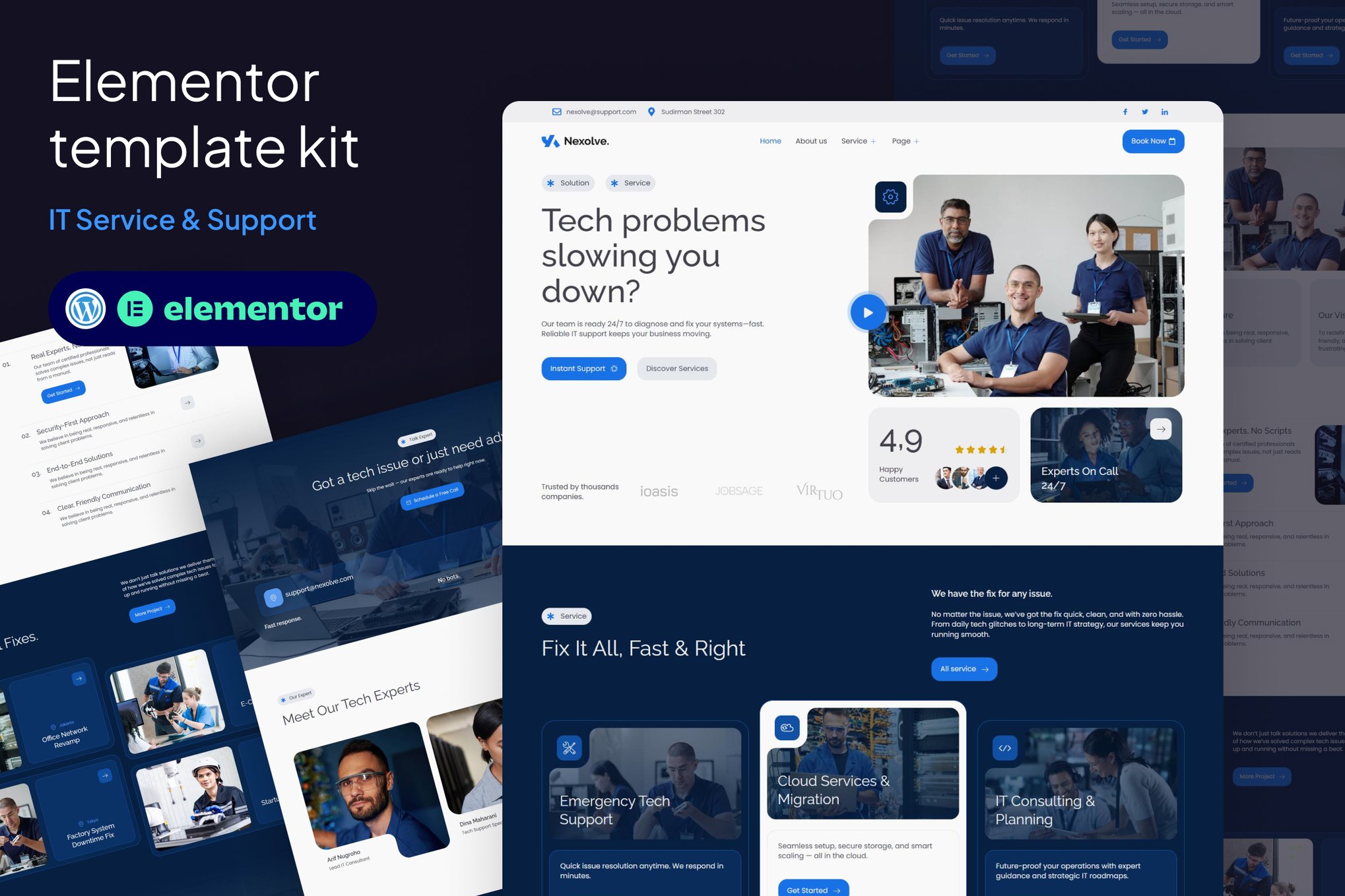 Nexolve - IT Service & Support Elementor Template Kit template kit cover image
