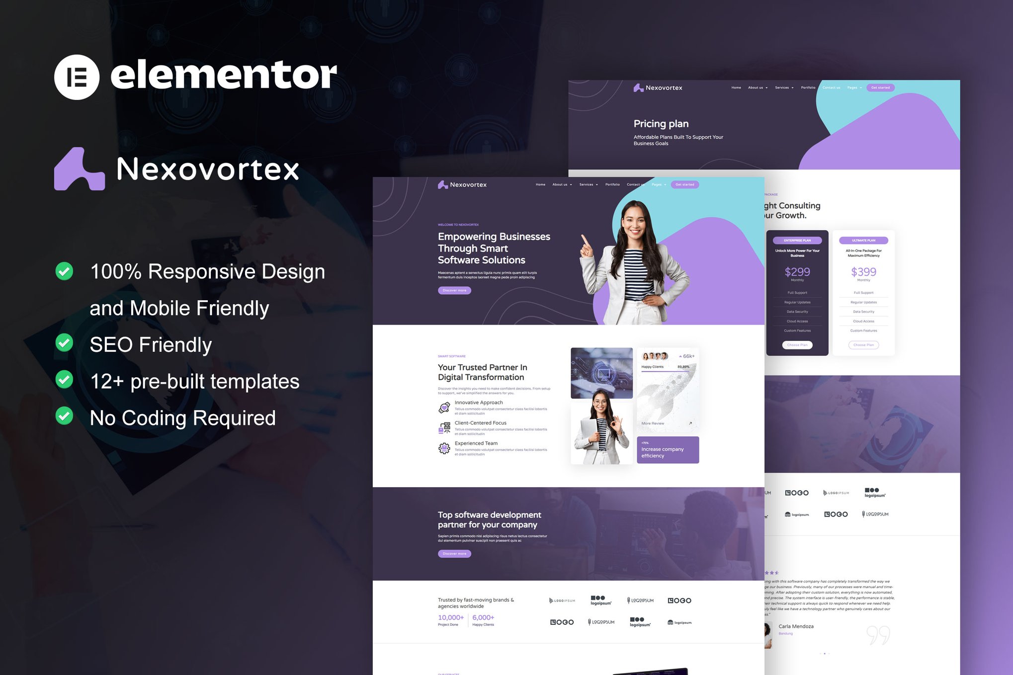 Nexovortex - Software Company Elementor Pro Template Kit template kit cover image