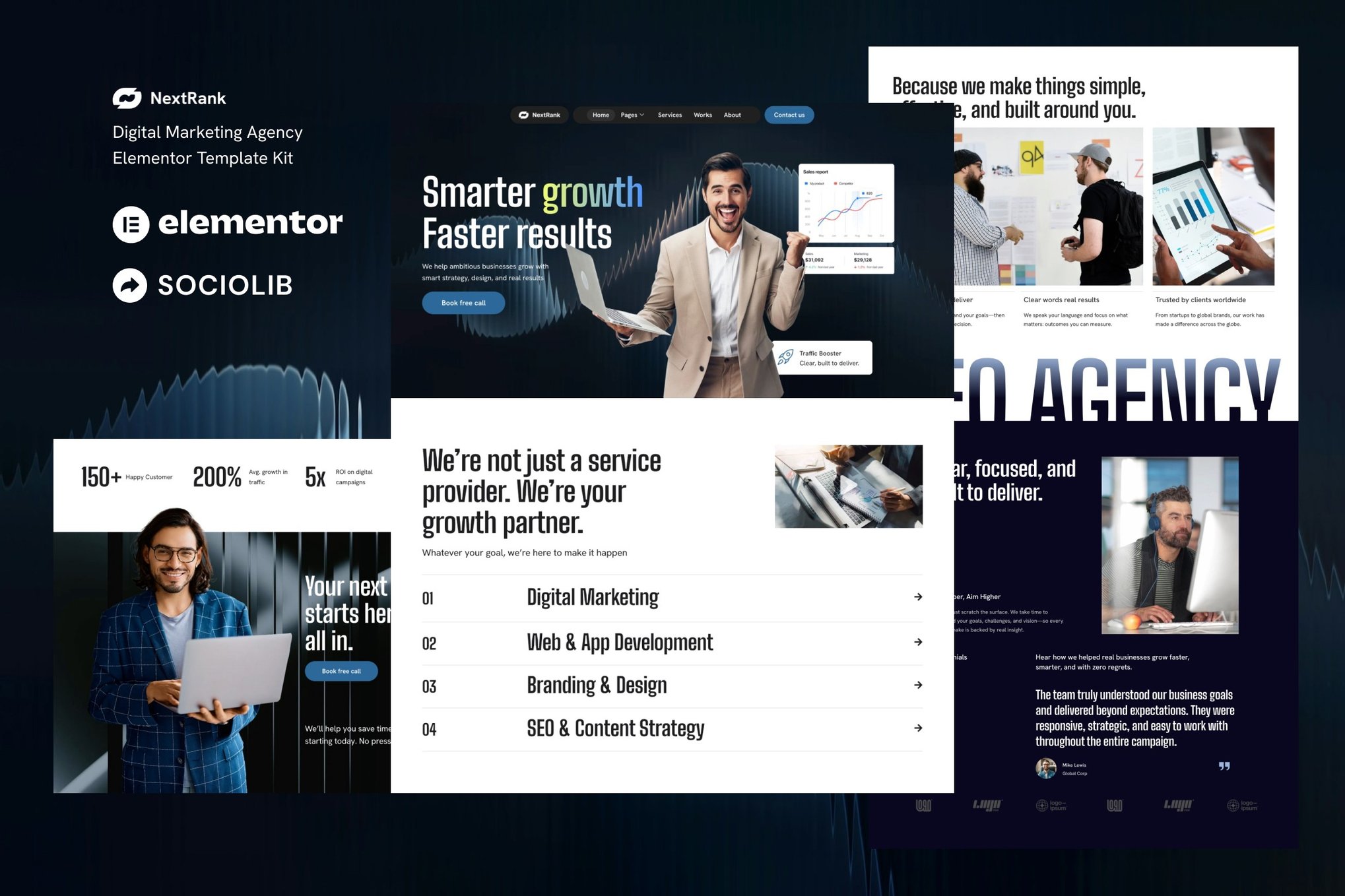 Nextrank - Digital Marketing Agency Elementor Template Kit template kit cover image