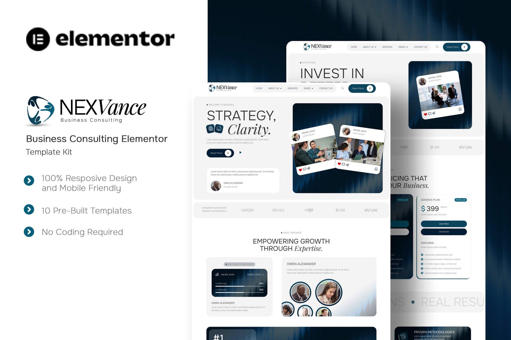 Nexvance - Business Consulting Elementor Template Kit template kit cover image