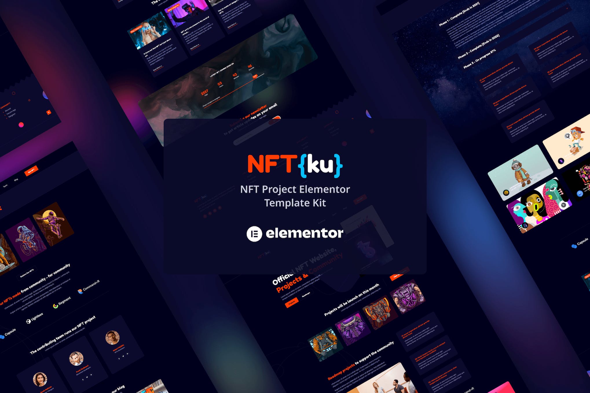 NFTku - NFT Project Elementor Template Kit template kit cover image